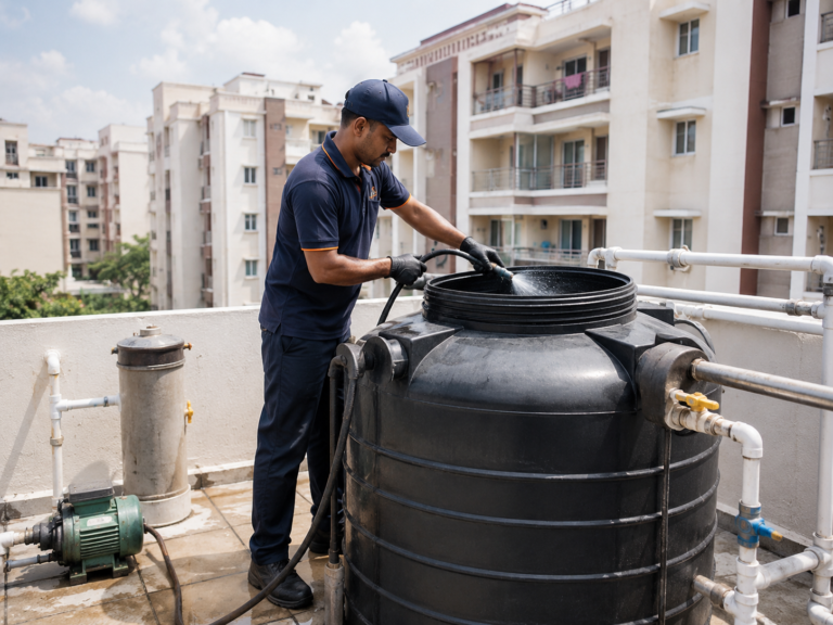 Apartment water tank cleaning