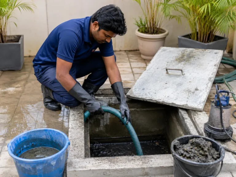 Sump Cleaning outdoor pit