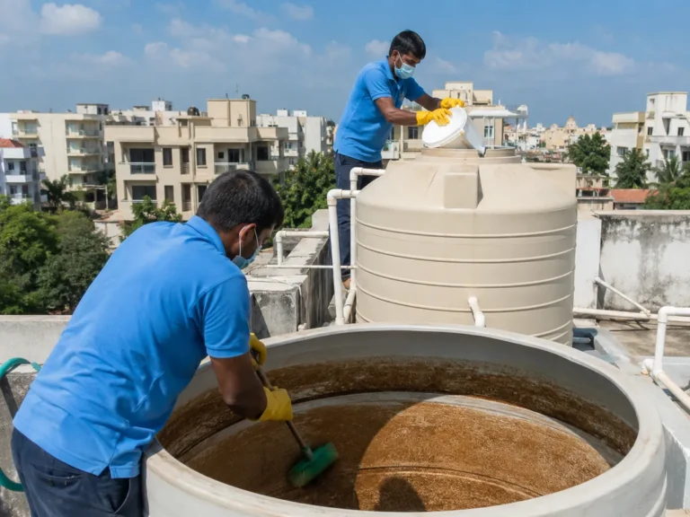 overhead water tank cleaning