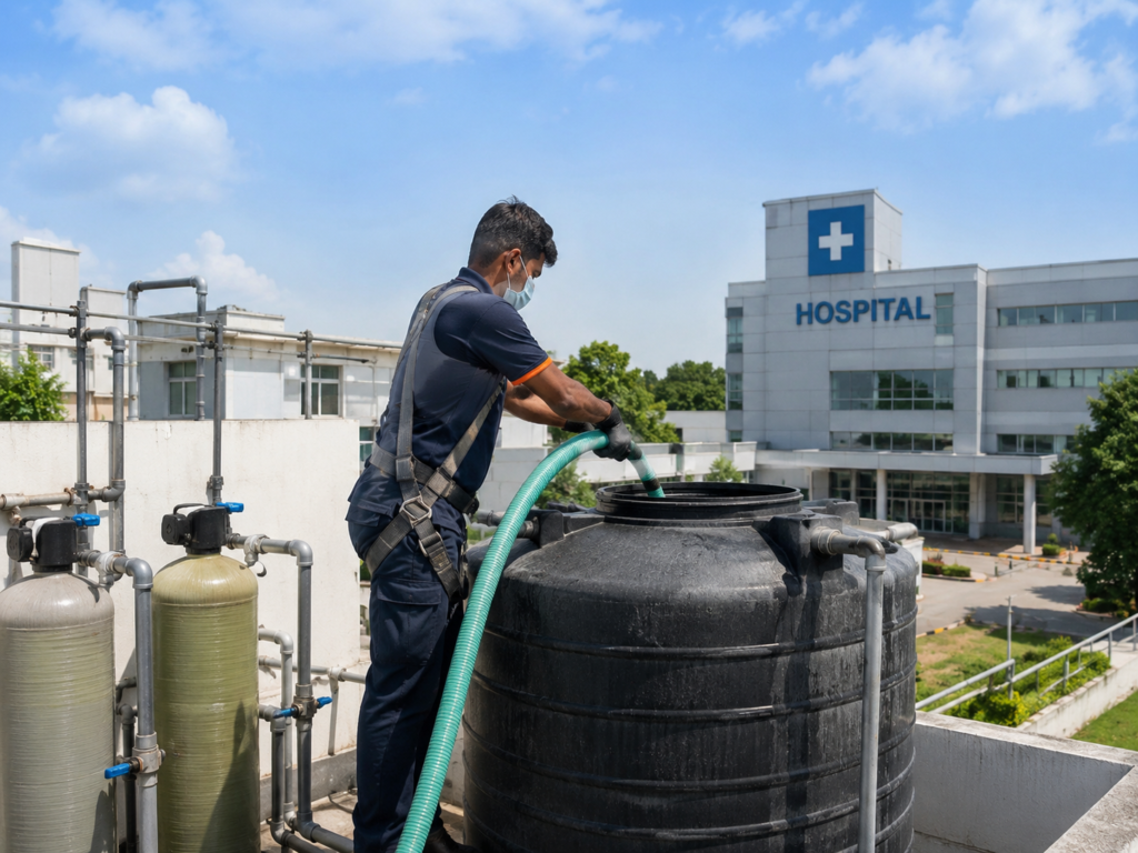 Hospital water tank cleaning