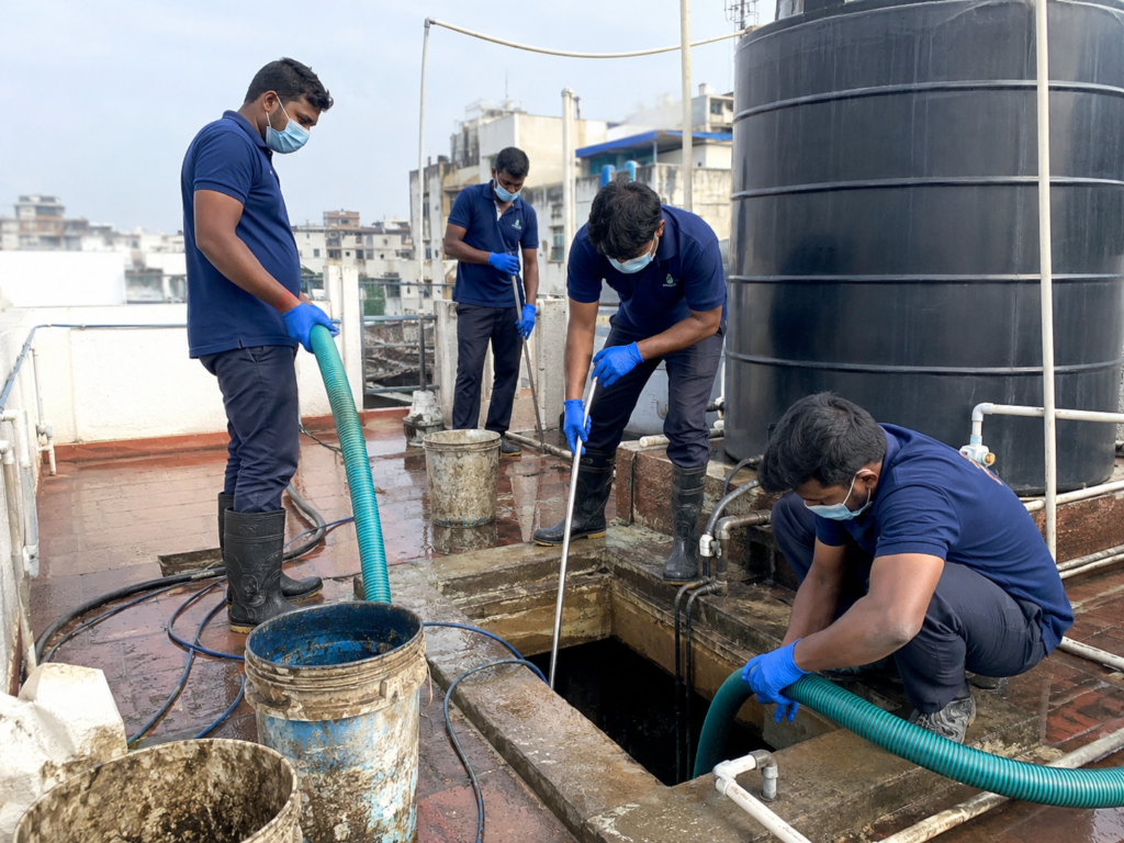 Over Heading Water tank Cleaning