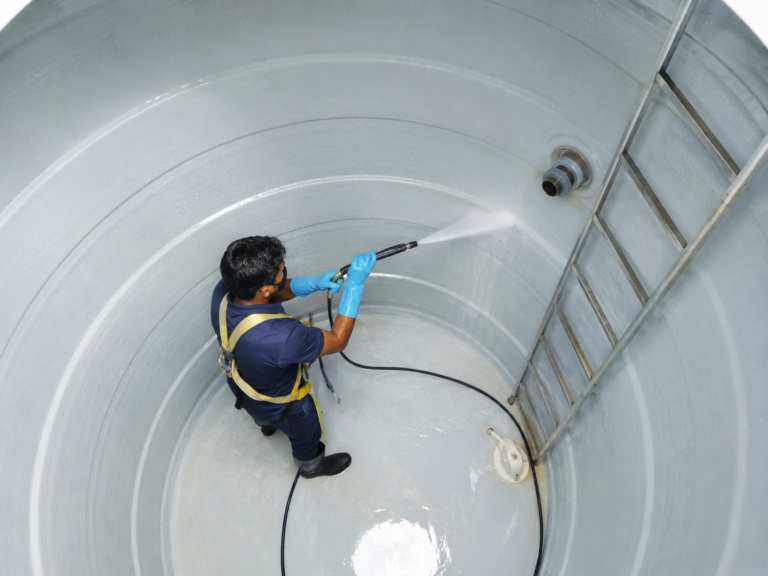 overhead tank cleaning inside